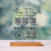 Scan To Pay Business Qr Code Payment Modern Black アクリルサイン (ニュートラル)