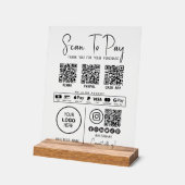 Scan To Pay Business Qr Code Payment Modern Black アクリルサイン (傾斜)