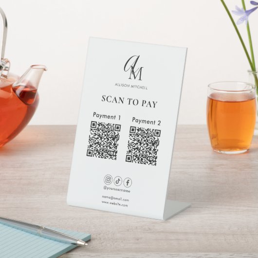 Scan To Pay Business Qr Code Script Monogram 台座サイン (インサイチュ)