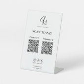 Scan To Pay Business Qr Code Script Monogram 台座サイン (正面)