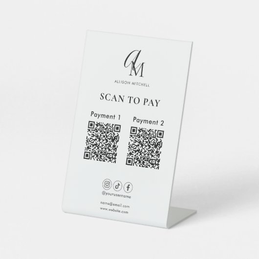 Scan To Pay Business Qr Code Script Monogram 台座サイン (正面)