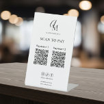 Scan To Pay Business Qr Code Script Monogram 台座サイン<br><div class="desc">Welcome your customers with an elegant touch that makes checking out effortless. Our chic pedestal sign is designed to elevate your small business, featuring your beautiful, custom monogram at the very top—a sophisticated blend of flowing handwritten script and timeless serif fonts. Just below, the clear "Scan to Pay" heading guides...</div>