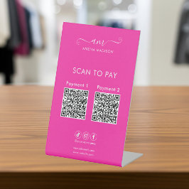 Scan To Pay Business Qr Code Vibrant Pink 台座サイン