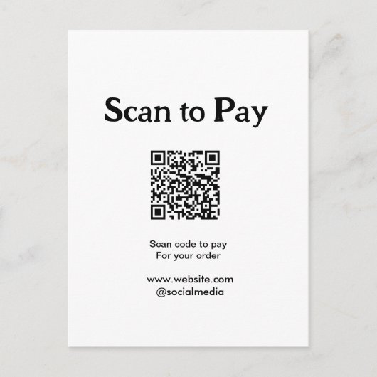 Scan to pay for order QR code add website social m ポストカード (正面)
