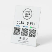 Scan to Pay Paypal Venmo CashApp QR Codes Logo 台座サイン (正面)