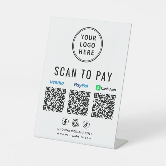 Scan to Pay Paypal Venmo CashApp QR Codes Logo 台座サイン (正面)