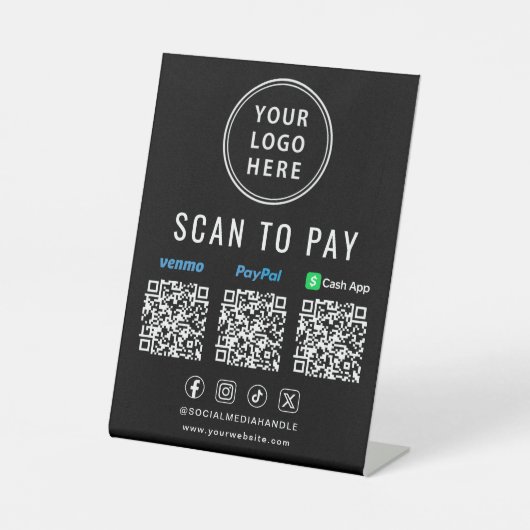Scan to Pay Paypal Venmo CashApp QR Codes Logo 台座サイン (正面)