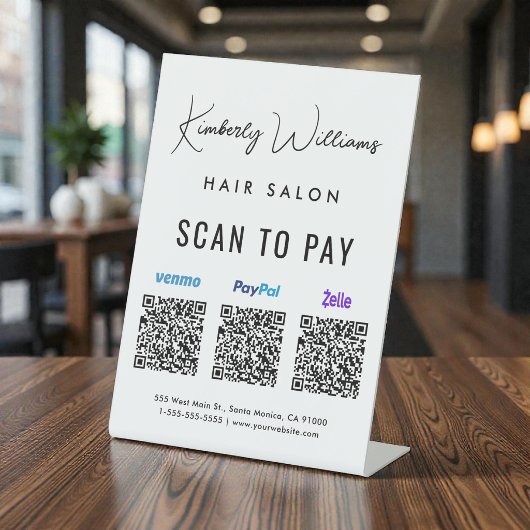 Scan to Pay Paypal Venmo Zelle QRコード ビジネス 台座サイン