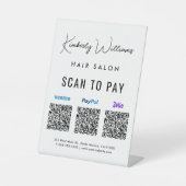 Scan to Pay Paypal Venmo Zelle QRコード ビジネス 台座サイン (正面)