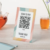 SCAN TO PAY QRコード パステルレインボーストライプ 台座サイン (インサイチュ)