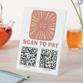 SCAN TO PAY QR グローイングサン かわいい ピンク 台座サイン (インサイチュ)