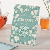 SCAN TO PAY QR 白いイチゴ ピネベリー カスタムデザイン 台座サイン (インサイチュ)