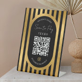 Scan To Pay QR Code Black & Gold Salon Shop 台座サイン