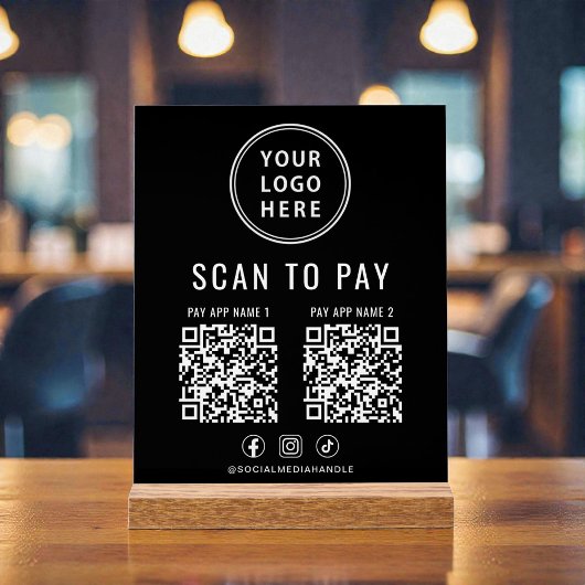 Scan to Pay QR Code Black Tabletop アクリルサイン