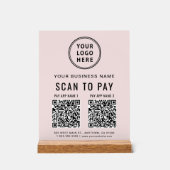 Scan to Pay QR Code Pink Tabletop アクリルサイン (正面)