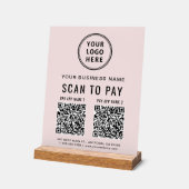 Scan to Pay QR Code Pink Tabletop アクリルサイン (傾斜)