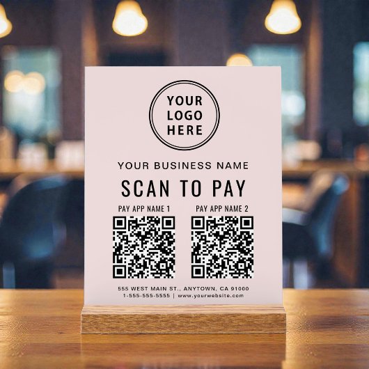Scan to Pay QR Code Pink Tabletop アクリルサイン