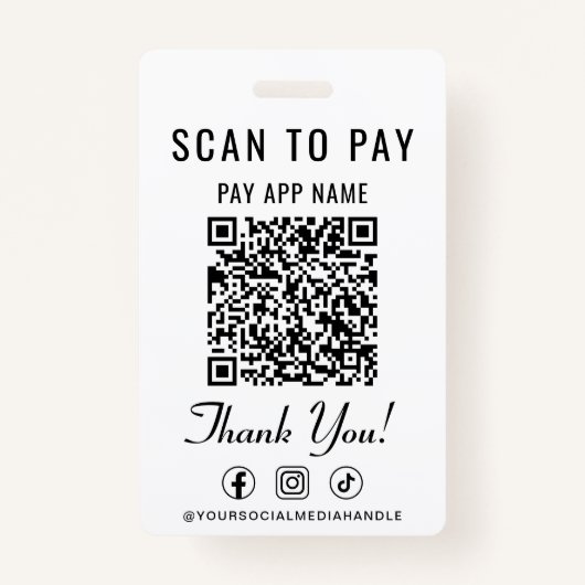 Scan to Pay QR Code Social Media バッジ (正面)