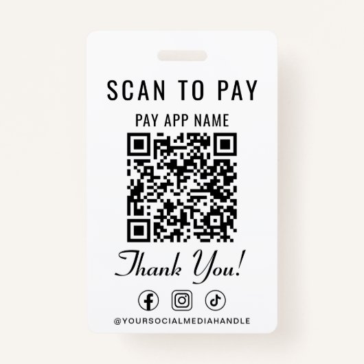 Scan to Pay QR Code Social Media バッジ (裏面)