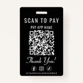 Scan to Pay QR Code Social Media Black バッジ (裏面)