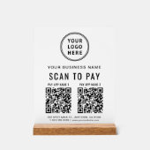 Scan to Pay QR Code White Tabletop アクリルサイン (正面)
