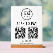 Scan to Pay QR Code White Tabletop アクリルサイン (ニュートラル)