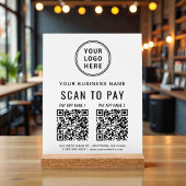 Scan to Pay QR Code White Tabletop アクリルサイン