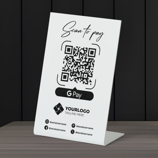 Scan to Pay Sign QRコードGoogle Pay Payment 台座サイン