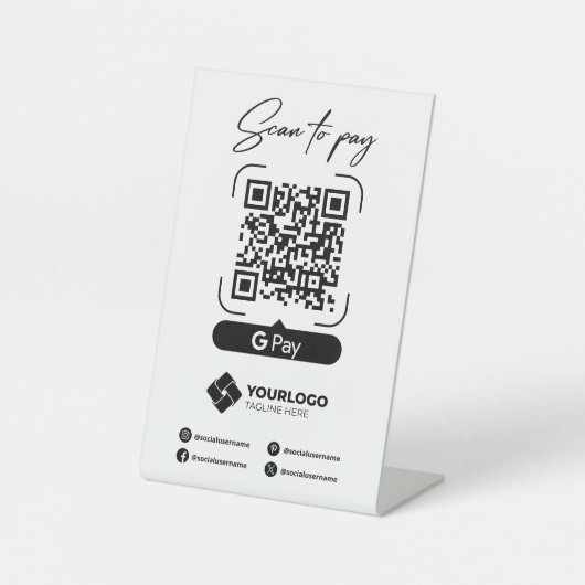 Scan to Pay Sign QRコードGoogle Pay Payment 台座サイン (正面)