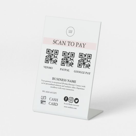 Scan to Pay Sign QR Code Payment Sign for Small Bu 台座サイン (正面)