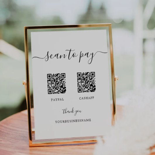 Scan to Pay Sign, Venmo, Cash App, PayPal QR Sign 台座サイン