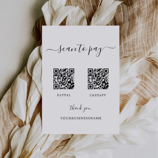 Scan to Pay Sign, Venmo, Cash App, PayPal QR Sign 招待状