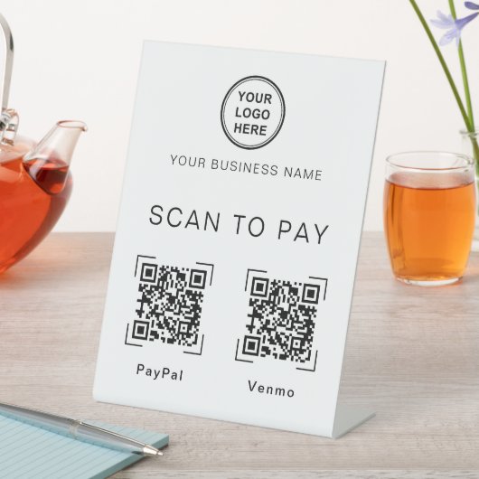 Scan to Pay | Two QR Code Tabletop Business Sign 台座サイン (インサイチュ)