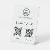 Scan to Pay | Two QR Code Tabletop Business Sign 台座サイン (正面)
