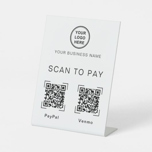 Scan to Pay | Two QR Code Tabletop Business Sign 台座サイン (正面)