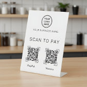 Scan to Pay | Two QR Code Tabletop Business Sign 台座サイン