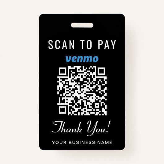 Scan to Pay Venmo QR Code Black バッジ (正面)