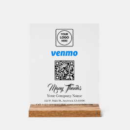 Scan to Pay Venmo QR Code White Display Sign アクリルサイン