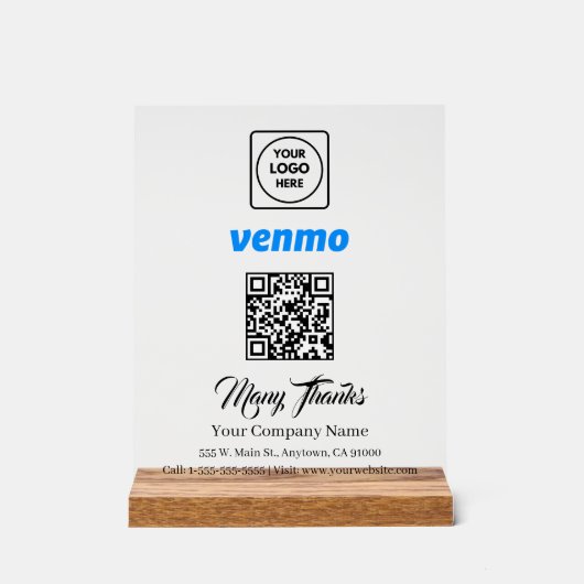 Scan to Pay Venmo QR Code White Display Sign アクリルサイン (正面)