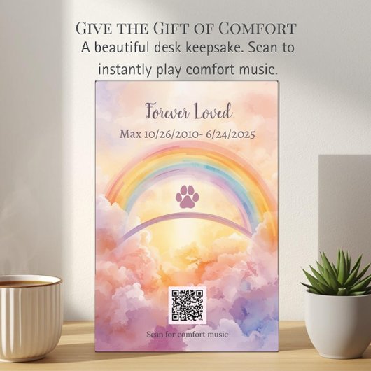 Scan to Play Pet Sympathy Plaque | Rainbow Bridge フォトプラーク
