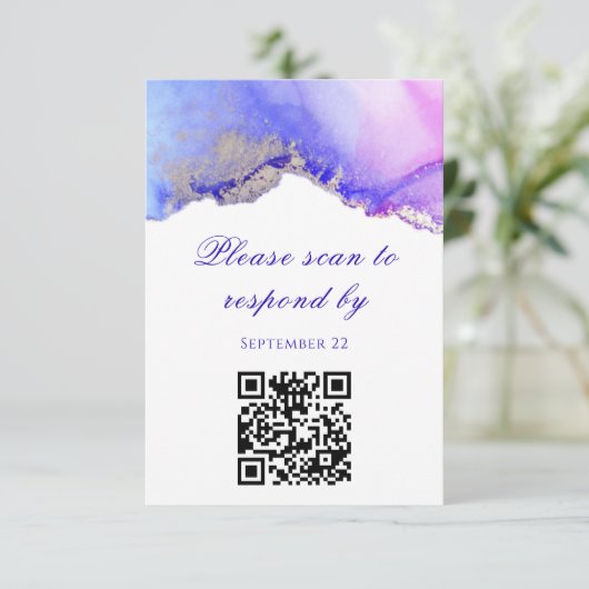 Scan to Responding Wedding RSVPカード (スタンド正面)
