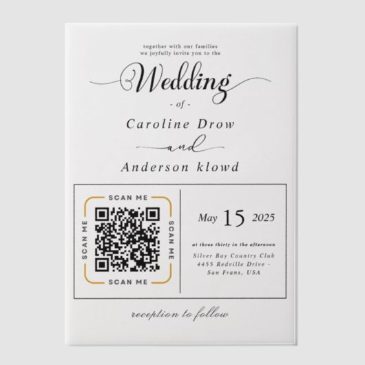 Scan to View Our Wedding Invitation Video ベラム紙招待状 (正面)