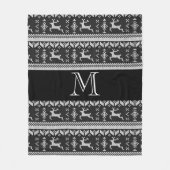 Scandiの黒いおよび灰色のトナカイのノルウェーの高山 フリースブランケット (正面)