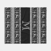 Scandiの黒いおよび灰色のトナカイのノルウェーの高山 フリースブランケット (正面(横))