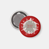 Scandiリースの鳥とバラのヒップ写真 マグネット (正面/裏面)