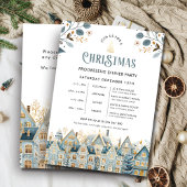 Scandi Blue Progressive Christmas Dinner Party 招待状