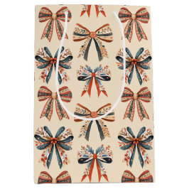 Scandi Bows Folk Art Holiday ミディアムペーパーバッグ