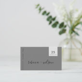 SCANDI CLEAN DARK GRAY'ミニマル'結婚 THANK YOU 名刺 (スタンド正面)
