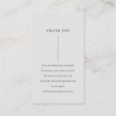 SCANDI CLEAN DARK GRAY'ミニマル'結婚 THANK YOU 名刺 (裏面)