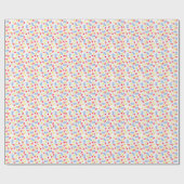 Scandi Ditsy Blue Bird Red Yellow Flower ラッピングペーパー (フラット)